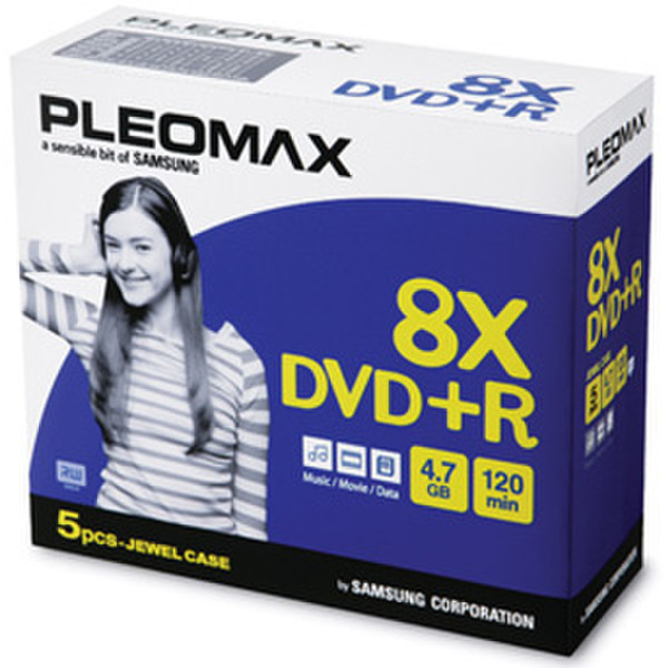 Samsung Pleomax DVD+R 4.7GB, Jewel Case 5-pk 4.7GB 5Stück(e)