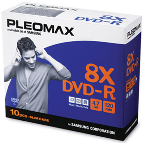 Samsung Pleomax DVD-R 4.7GB, Slim Jewel Case 10-pk 4.7GB 10pc(s)