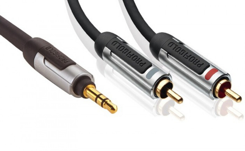 Profigold PROA3403 3m 3.5mm 2 x RCA Schwarz, Silber Audio-Kabel