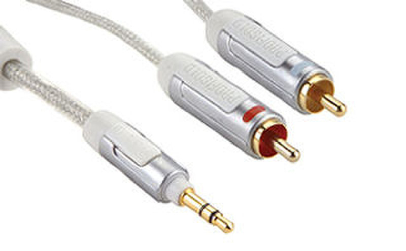 Profigold PROI3401 1m 3.5mm 2 x RCA Silver,Transparent,White audio cable
