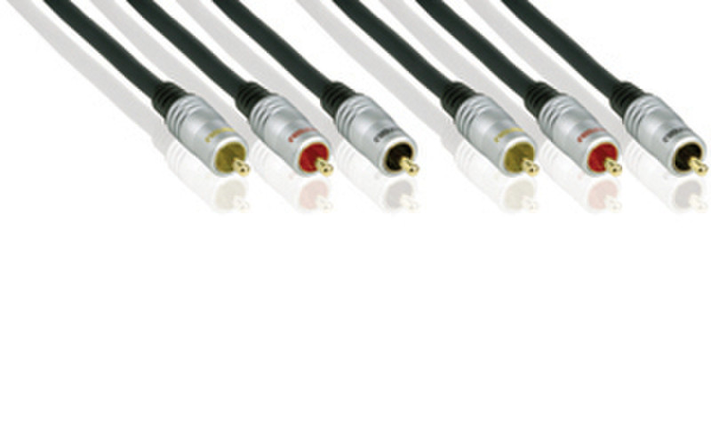 Profigold PGV5302CI 1.5m 3 x RCA Black,Silver composite video cable
