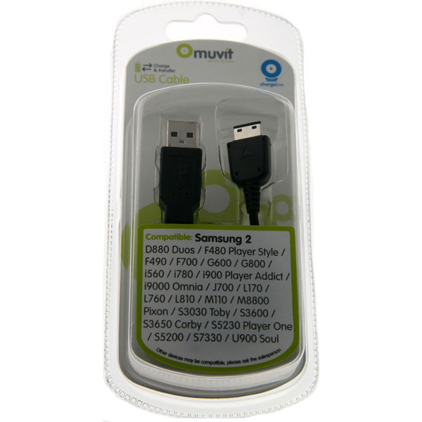 Muvit USBG600 USB Черный дата-кабель мобильных телефонов
