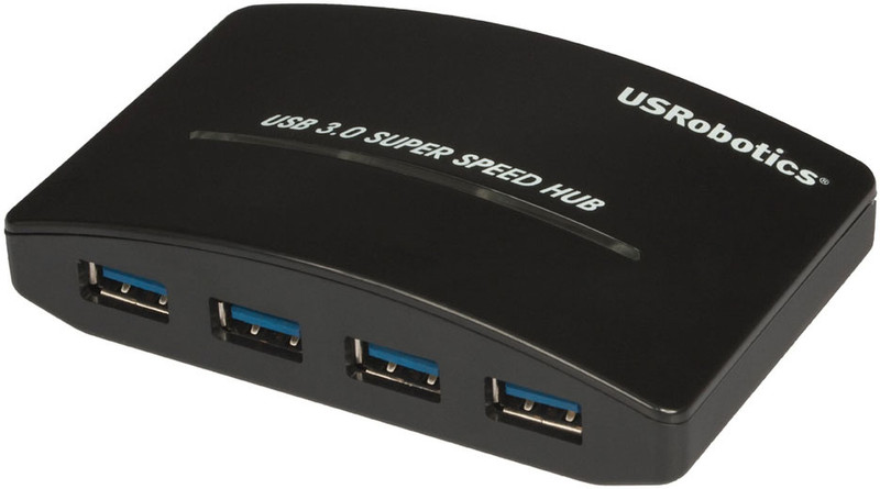 US Robotics 4-Port USB 3.0 Super Speed 480Мбит/с Черный хаб-разветвитель