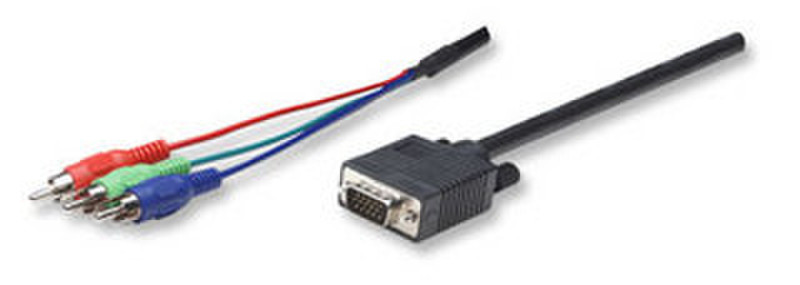 Manhattan 384414 1.8m VGA (D-Sub) RCA Black video cable adapter