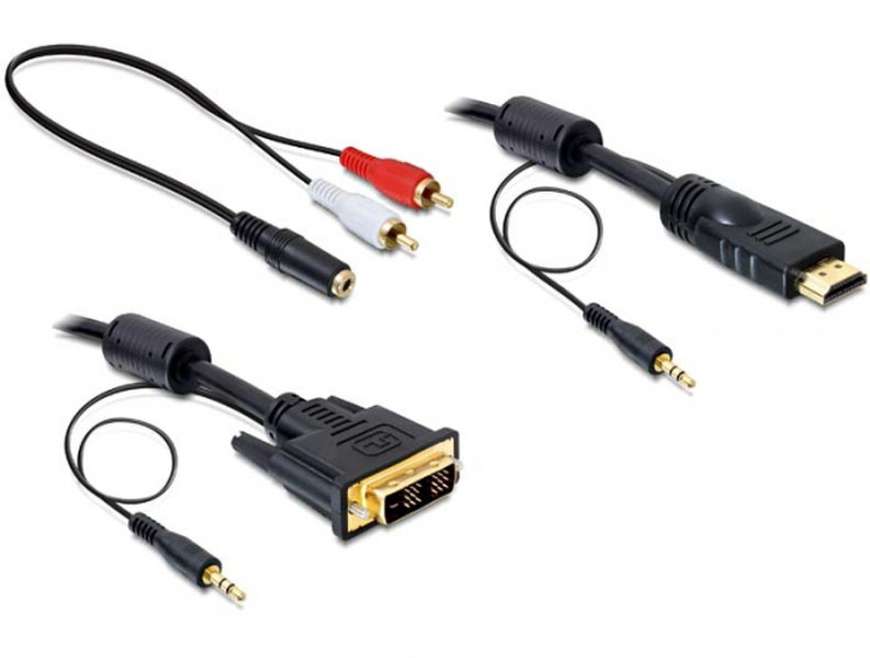 DeLOCK 84456 3m DVI-D HDMI Black video cable adapter