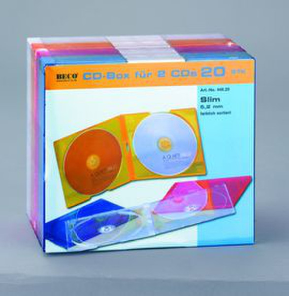 Beco 446.20 2дисков Синий, Оранжевый, Красный, Прозрачный чехлы для оптических дисков