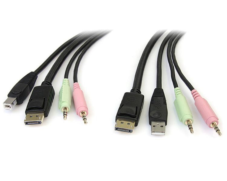 StarTech.com 1,8m 4-in-1 USB DisplayPort KVM-Switch Kabel mit Audio und Mikrofon Tastatur/Video/Maus (KVM)-Kabel