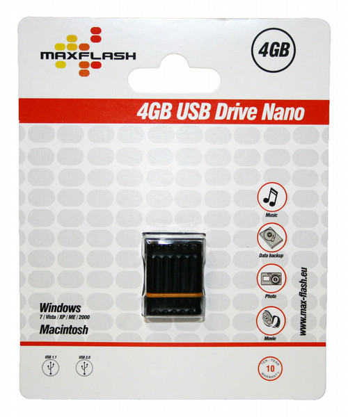 MaxFlash PD4GM6-R 4ГБ USB 2.0 Тип -A Черный USB флеш накопитель