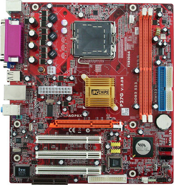 PC CHIPS P27G (V3.0B) VIA P4M800 Pro Socket T (LGA 775) Микро ATX материнская плата