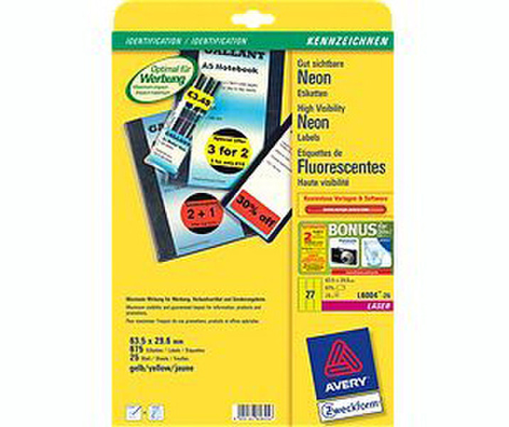 Avery L6004-25 Yellow 675pc(s) self-adhesive label