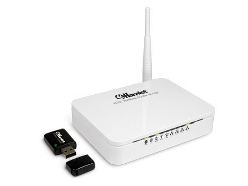 Hamlet HRDSL150W + HNWU150N Fast Ethernet Белый wireless router