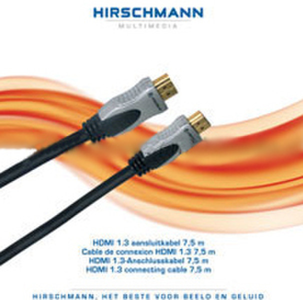 Hirschmann 7.5m HDMI 1.3 7.5м HDMI HDMI Черный HDMI кабель
