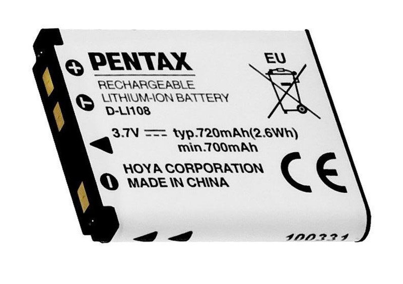 Pentax D-Li108 Lithium-Ion (Li-Ion) 720mAh 3.7V rechargeable battery