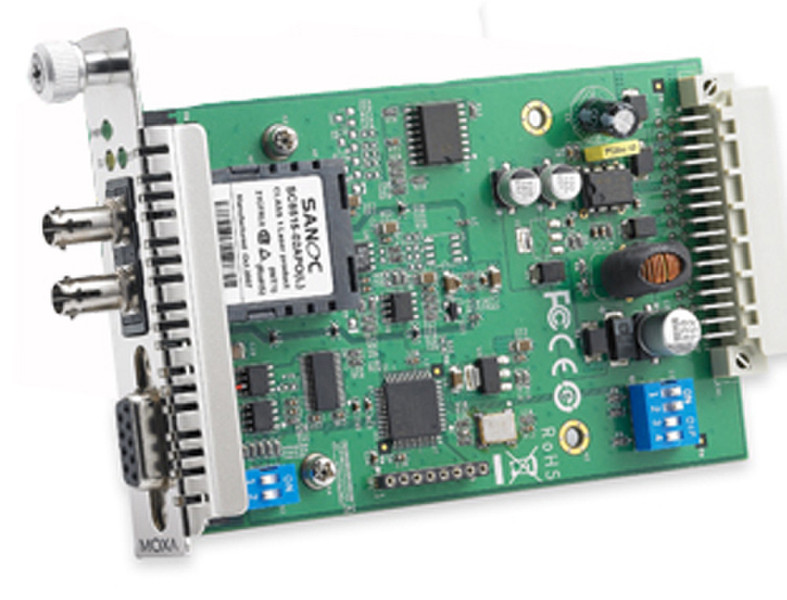 Moxa TCF-142-M-ST-RM RS-232/422/485 Fiber (ST) serial converter/repeater/isolator