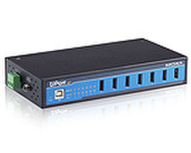 Moxa UPort 407-T 480Мбит/с Черный, Синий хаб-разветвитель