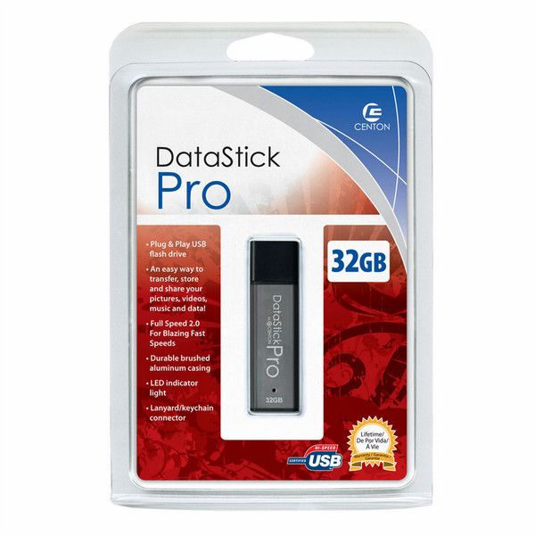 Centon 32GB DataStick Pro 32ГБ USB 2.0 Тип -A Серый USB флеш накопитель