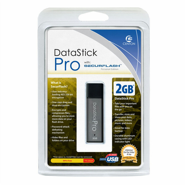 Centon DataStick Secure 2GB 2GB USB 2.0 Type-A Grey USB flash drive