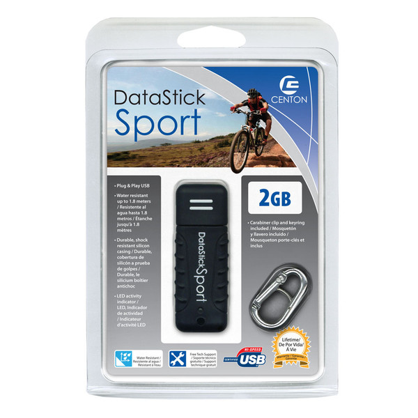 Centon DataStick Sport 2GB 2ГБ USB 2.0 Тип -A Черный, Синий USB флеш накопитель