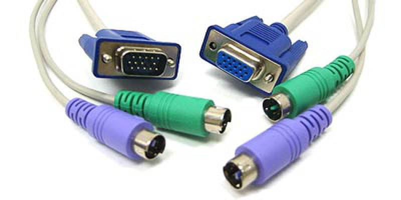 Link Depot KVM PS2 Male to Female Cable 10 ft 3.048m Grau Tastatur/Video/Maus (KVM)-Kabel