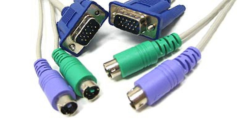 Link Depot KVM PS2 Male to Male Cable 10 ft 3.048m Grau Tastatur/Video/Maus (KVM)-Kabel