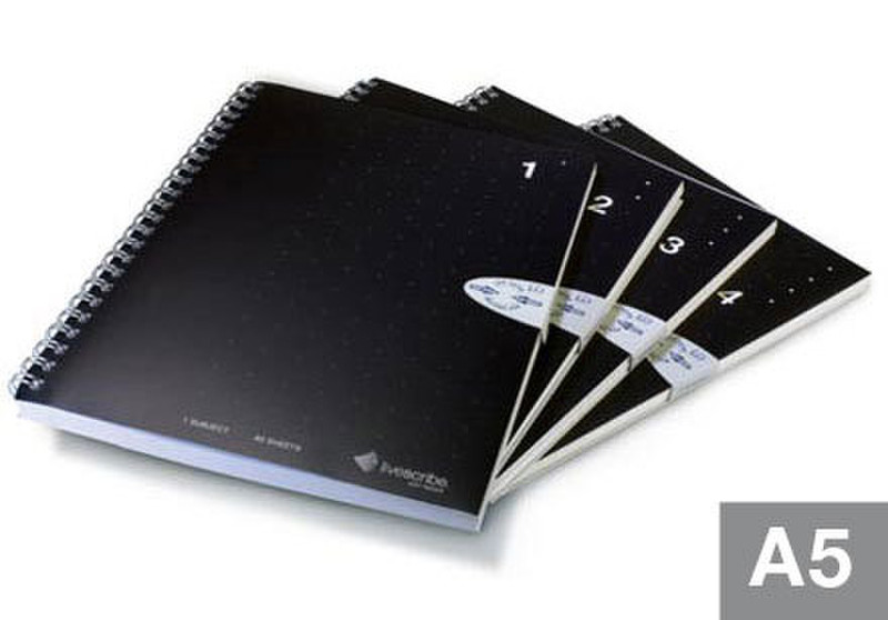 Livescribe A5 Size Notebook, 4-Pack A5 80sheets Black writing notebook