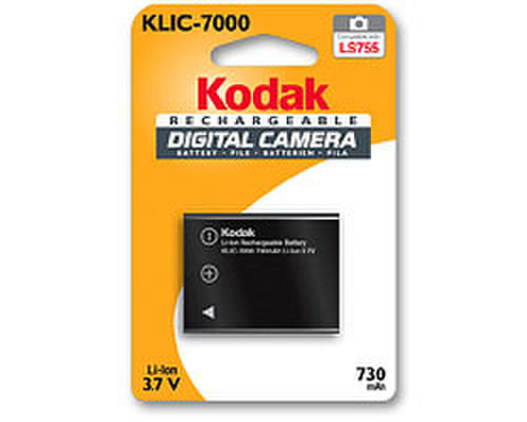 Kodak Li-Ion Rechargeable Digital Camera Battery KLIC-7000 Литий-ионная (Li-Ion) 730мА·ч 3.7В аккумуляторная батарея