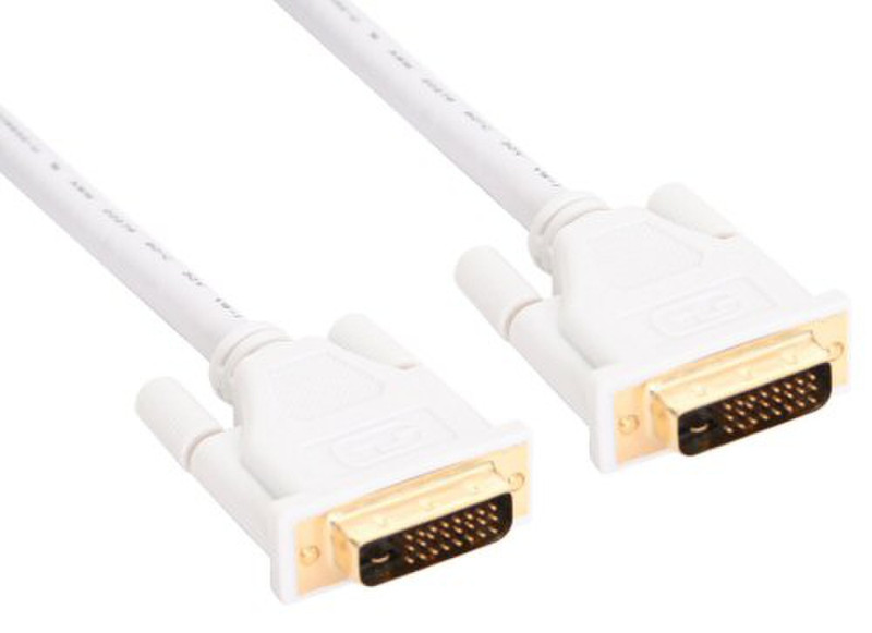 InLine 17772W 2m Gold,White DVI cable