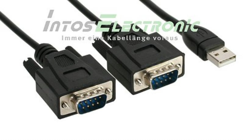 InLine 33305I 2 x USB A 2 x 9pin Sub D Черный кабельный разъем/переходник