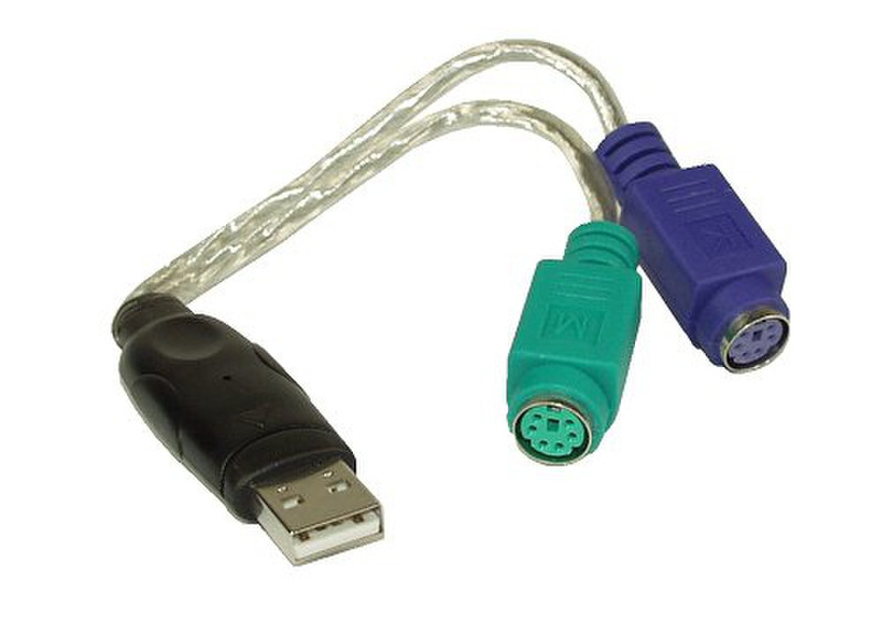 InLine 33386 USB A 2x PS/2 Прозрачный кабельный разъем/переходник