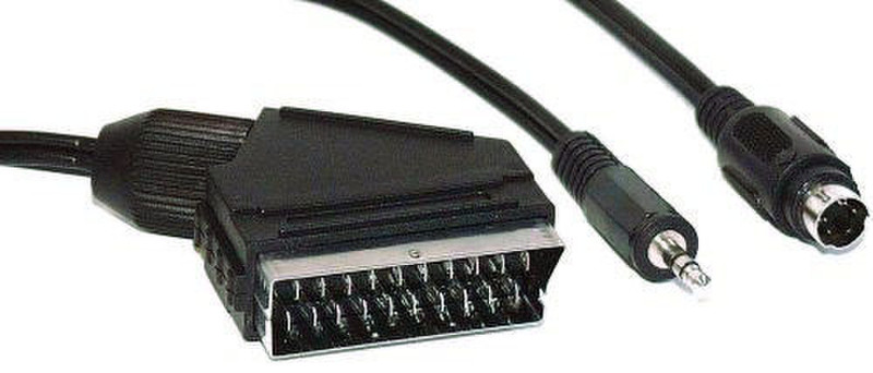 InLine 89982 2m SCART (21-pin) S-Video (4-pin) + 3.5mm Black video cable adapter