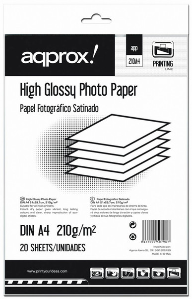 Approx APP210A4 Glanz Weiß Fotopapier