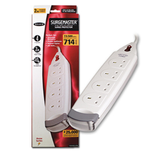 Belkin Surge Protector/4 socket 220V 714 Joules 4AC outlet(s) 2m Weiß Spannungsschutz