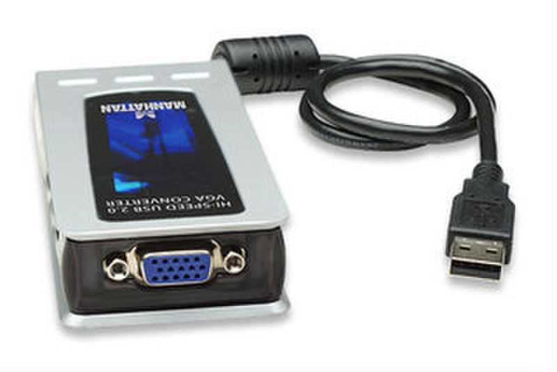 Manhattan 179041 USB 2.0 SVGA Черный, Cеребряный кабельный разъем/переходник