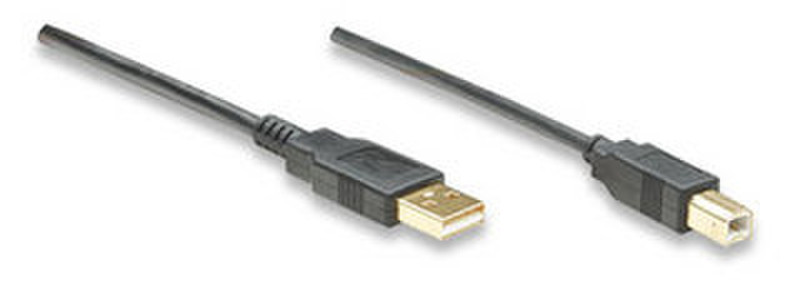 Manhattan 390231 3м USB A USB B Черный кабель USB