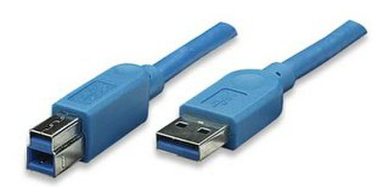 Manhattan 391863 2м USB A USB B Синий кабель USB