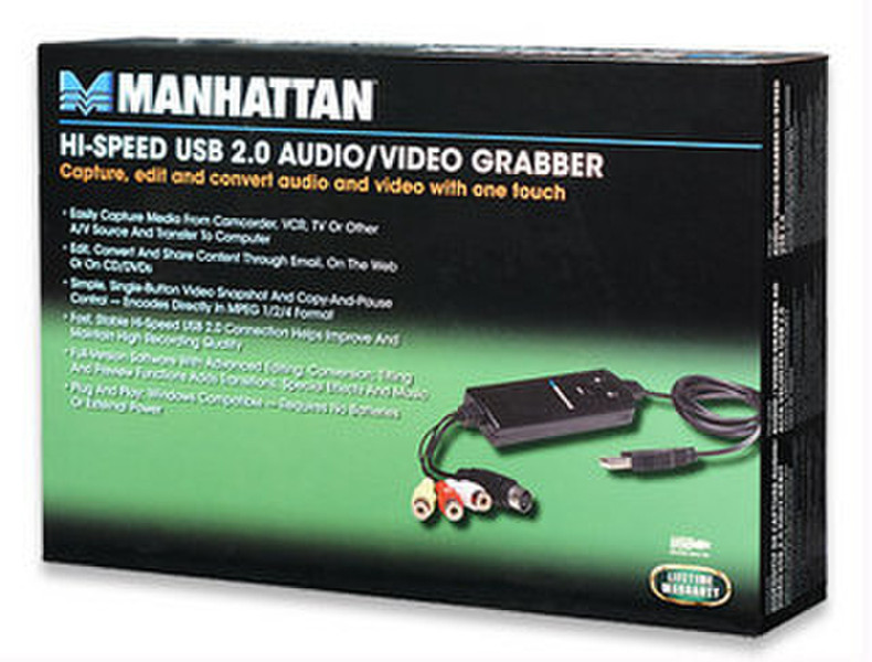 Manhattan 164115 USB 2.0 S-video, 3 x RCA Черный кабельный разъем/переходник