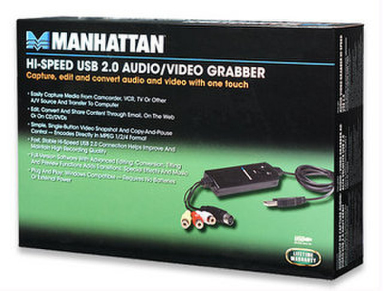 Manhattan 164115 USB 2.0 S-video, 3 x RCA Schwarz Kabelschnittstellen-/adapter