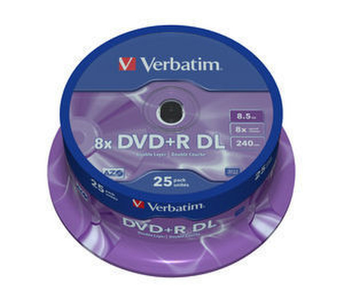 Verbatim DVD+R Double Layer 8x Matt Silver 25pk Spindle 8.5ГБ DVD+R DL 25шт