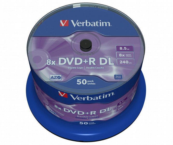 Verbatim DVD+R Double Layer 8x Matt Silver 50pk Spindle