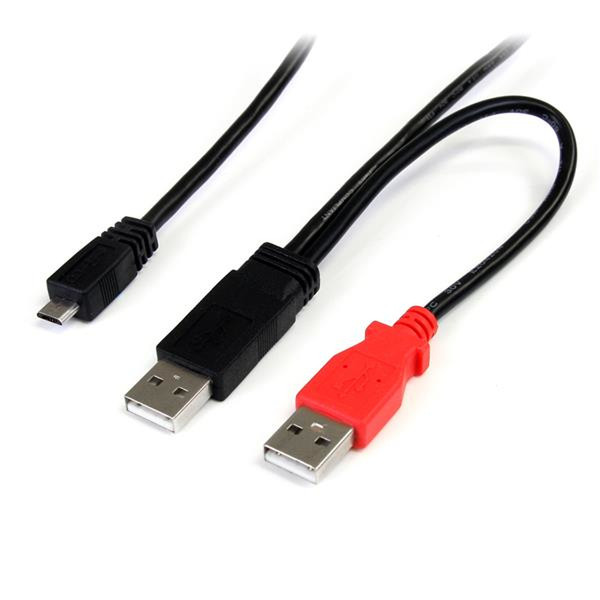StarTech.com 0.3m Dual USB 2.0 0.3м USB A Micro-USB B Черный кабель USB