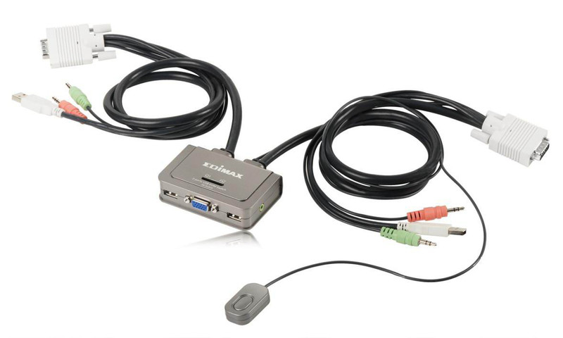 Edimax EK-2U2CA Grau Tastatur/Video/Maus (KVM)-Switch