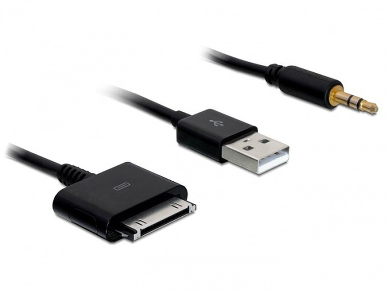 DeLOCK 82703 1м USB + 3.5mm Черный дата-кабель мобильных телефонов