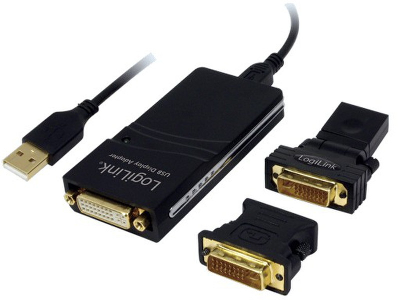 LogiLink UA0077 USB A DVI-I/VGA/HDMI Черный кабельный разъем/переходник