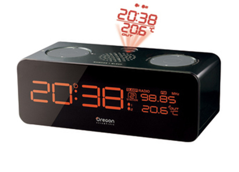 Oregon Scientific Projector Alarm Clock Clock Digital Black radio