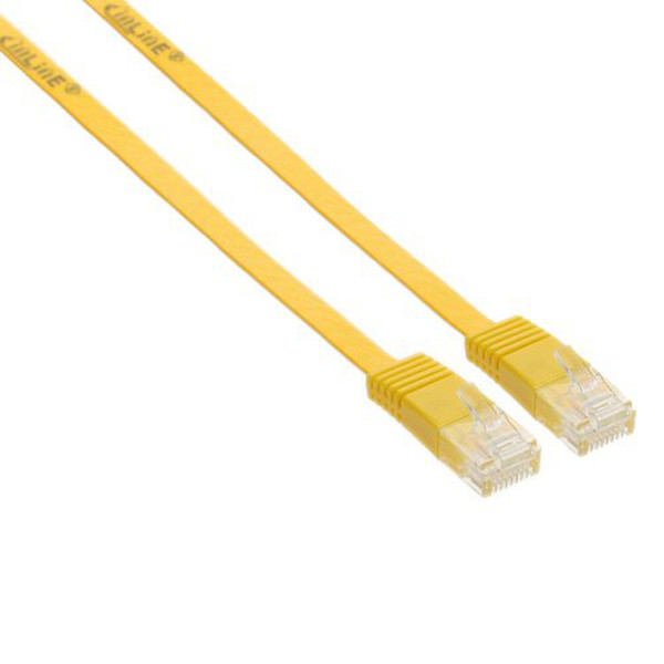 InLine Flat patch cord UTP Cat.6 3m Yellow 3m Yellow networking cable