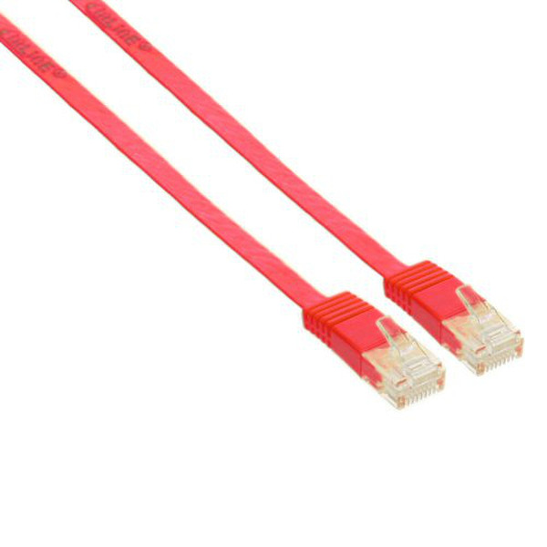 InLine Flat patch cord UTP Cat.6 5m Red 5m Red networking cable