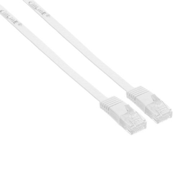 InLine Flat patch cord UTP Cat.6 0.5m White 0.5m White networking cable