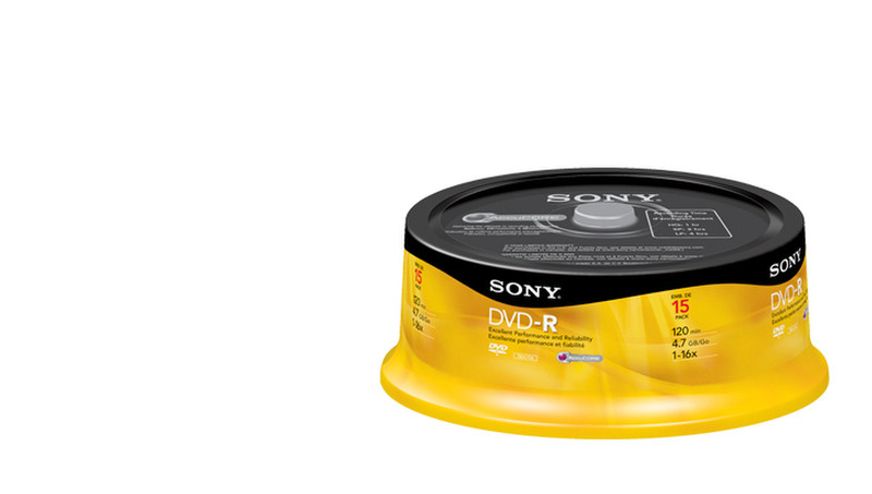 Sony 15DMR47RS4 4.7ГБ DVD-R 15шт чистый DVD