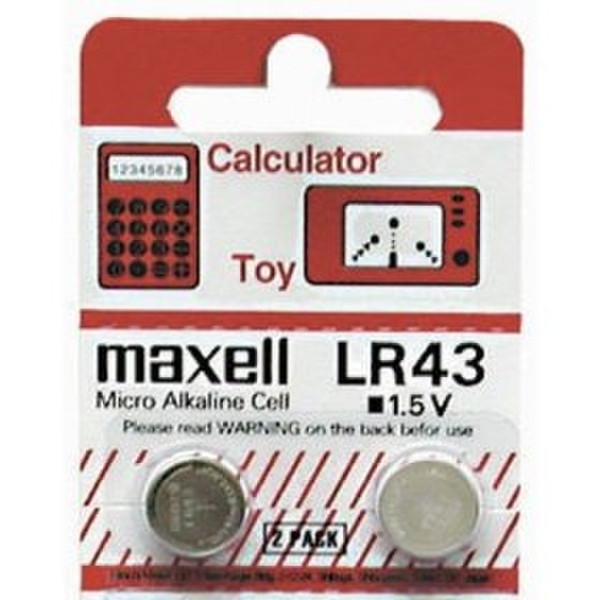 Maxell Battery LR 43 1.5V 2 pack Alkali 1.5V Nicht wiederaufladbare Batterie