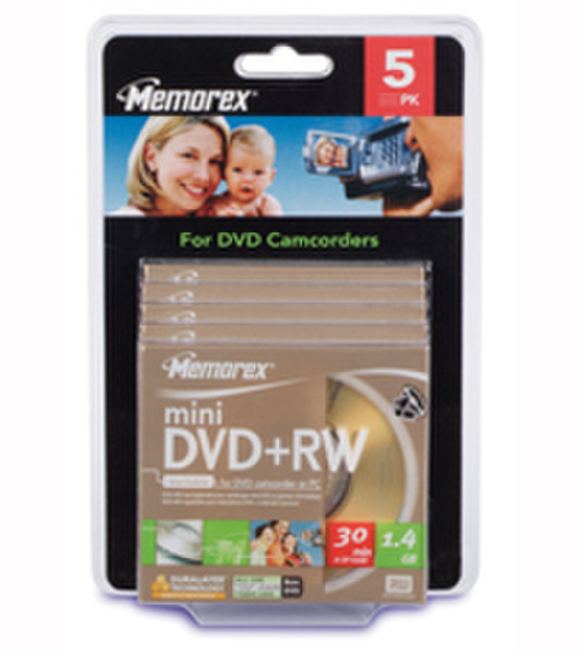 Memorex Mini DVD+RW in Jewel Case 5 Pack